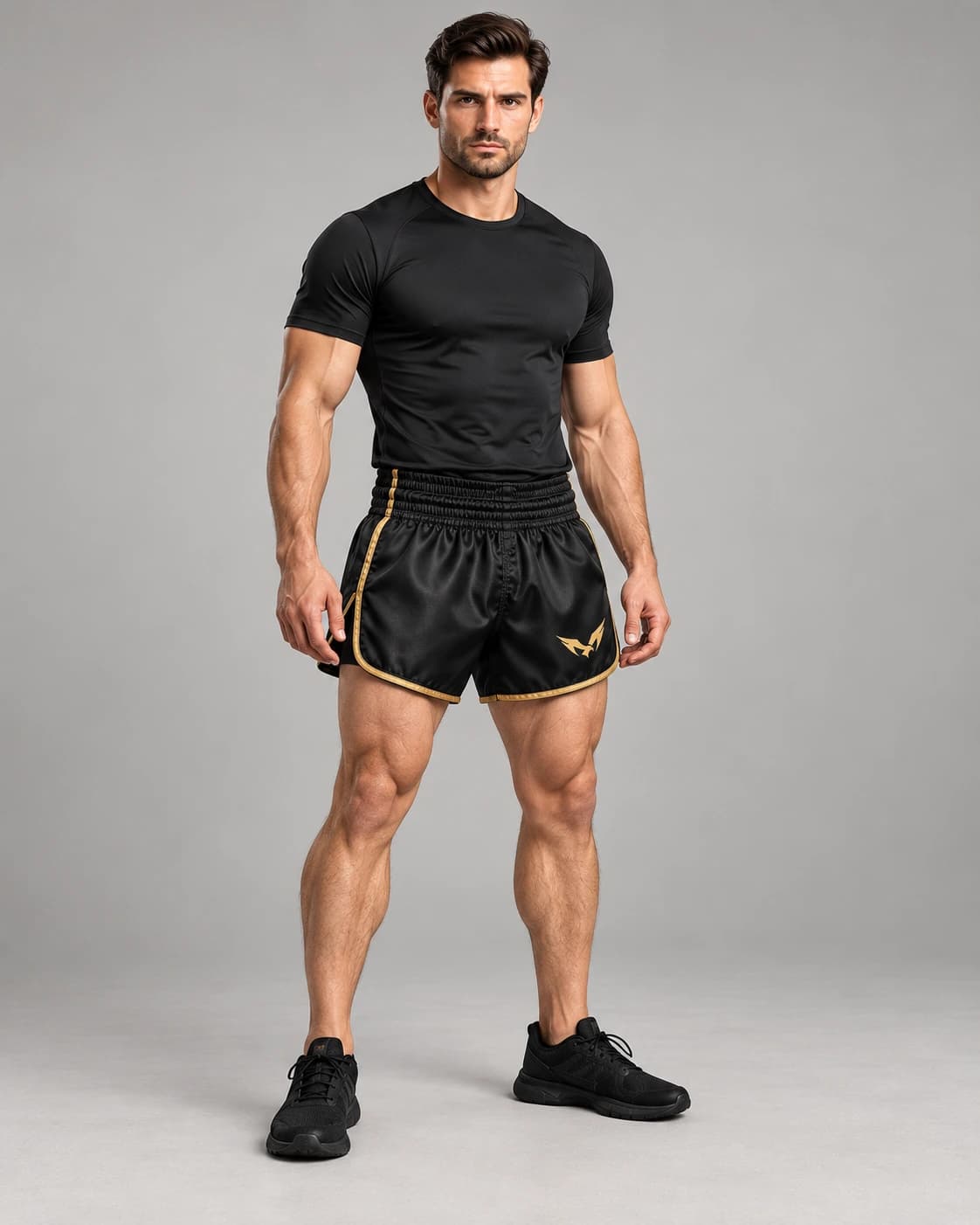 Gilded Micro-Satin Muay Thai Shorts